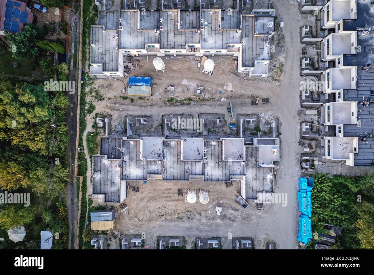 Baustelle der Wohnwohnung in Siekierki, Teil des Mokotow Bezirks in Warschau, Polen Stockfoto