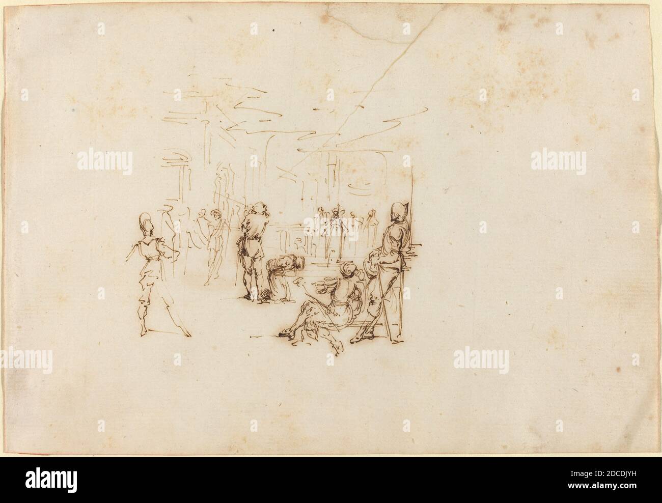 Stefano della Bella, (Künstler), Florentine, 1610 - 1664, Matthäus, Stift und braune Tinte auf Papier, insgesamt: 12.9 x 18.7 cm (5 1/16 x 7 3/8 Zoll Stockfoto