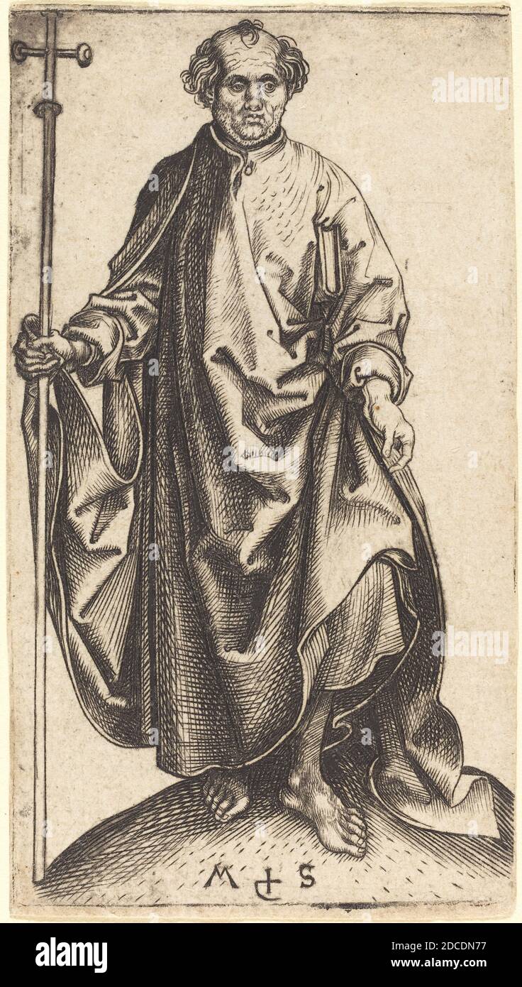 Martin Schongauer, (Künstler), Deutsch, c. 1450 - 1491, Saint Philip, Serie der zwölf Apostel, (Serie), c. 1480, Gravur Stockfoto