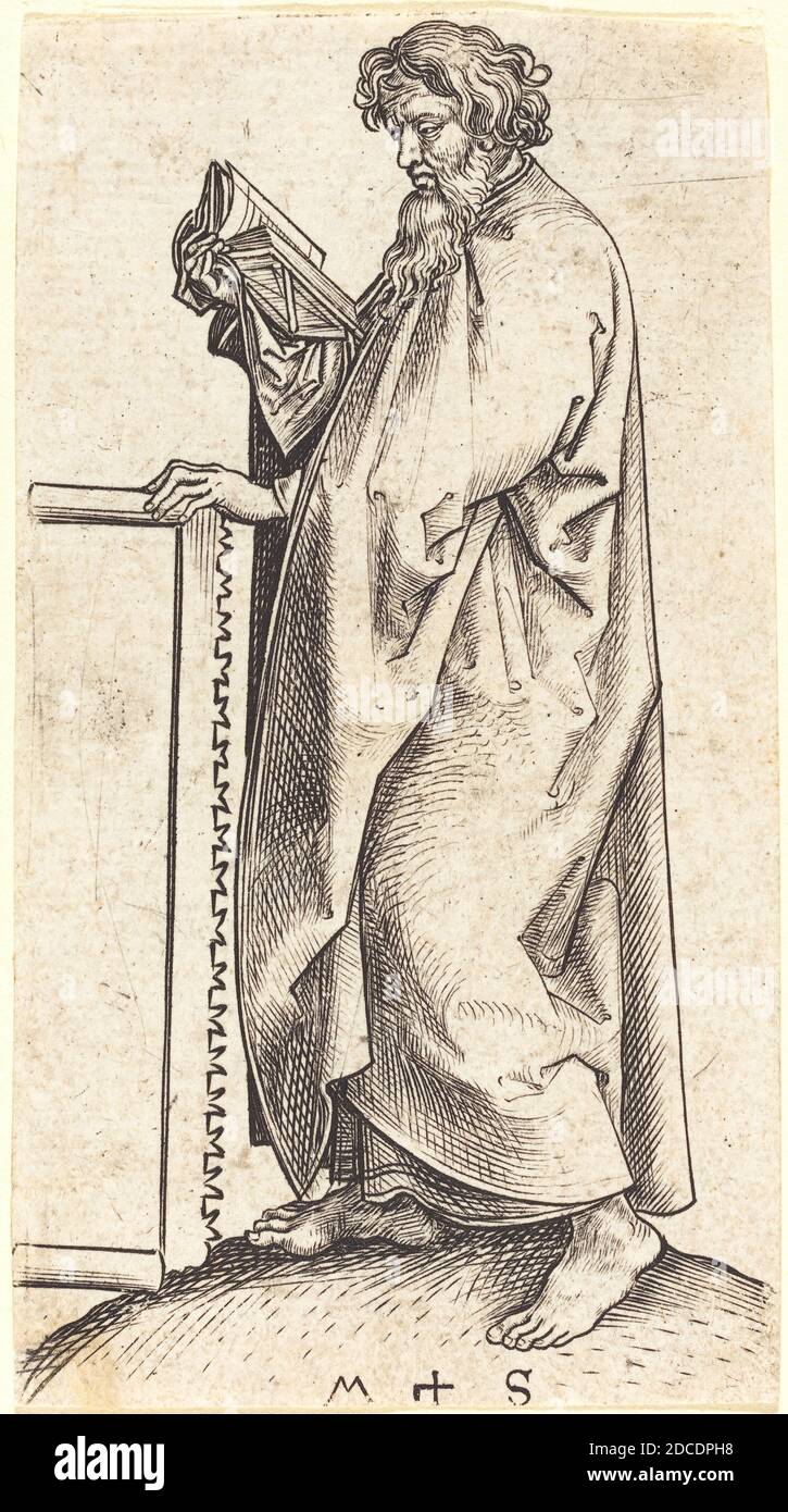 Martin Schongauer, (Künstler), Deutsch, c. 1450 - 1491, St. Simon, Serie der zwölf Apostel, (Serie), c. 1480, Gravur Stockfoto