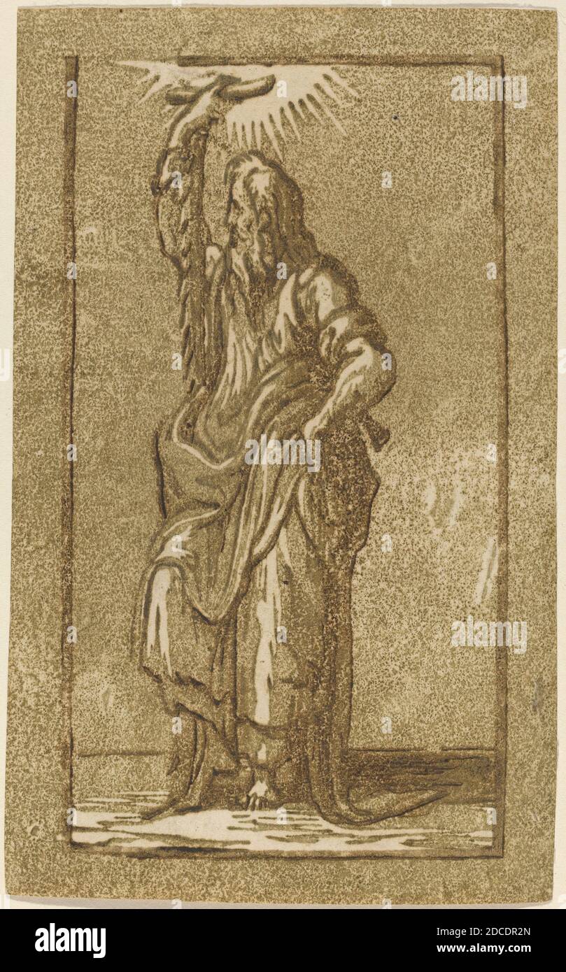 Antonio da Trento, (Künstler), Italienisch, c. 1508 - 1550 oder danach, Parmigianino, (Künstler nach), Parmese, 1503 - 1540, St. Simon, Holzschnitt in Chiaroscuro Stockfoto