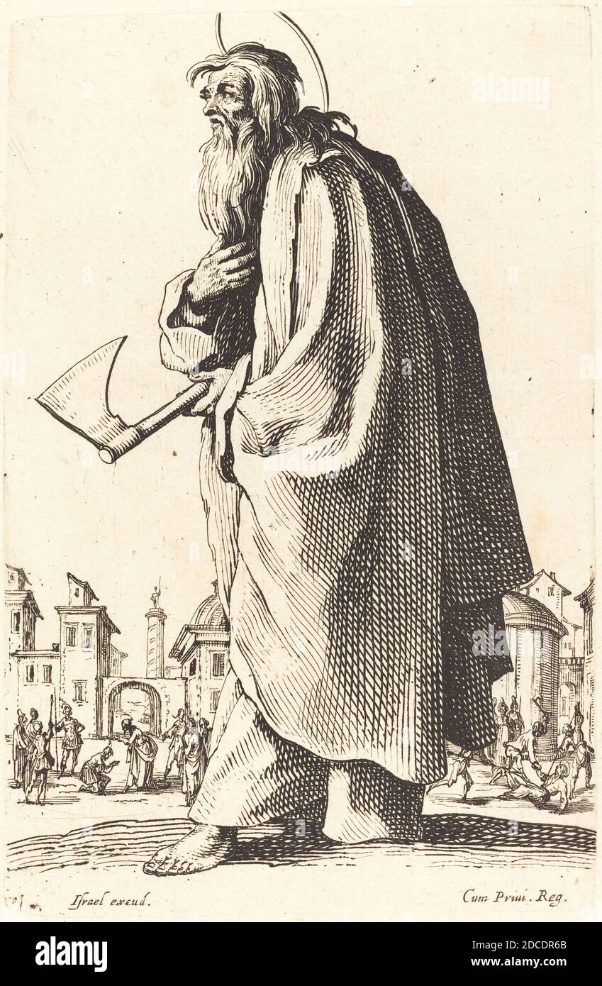 Jacques Callot, (Künstler), Französisch, 1592 - 1635, Saint Thaddeus, die großen Apostel, (Serie), veröffentlicht 1631, Radierung Stockfoto