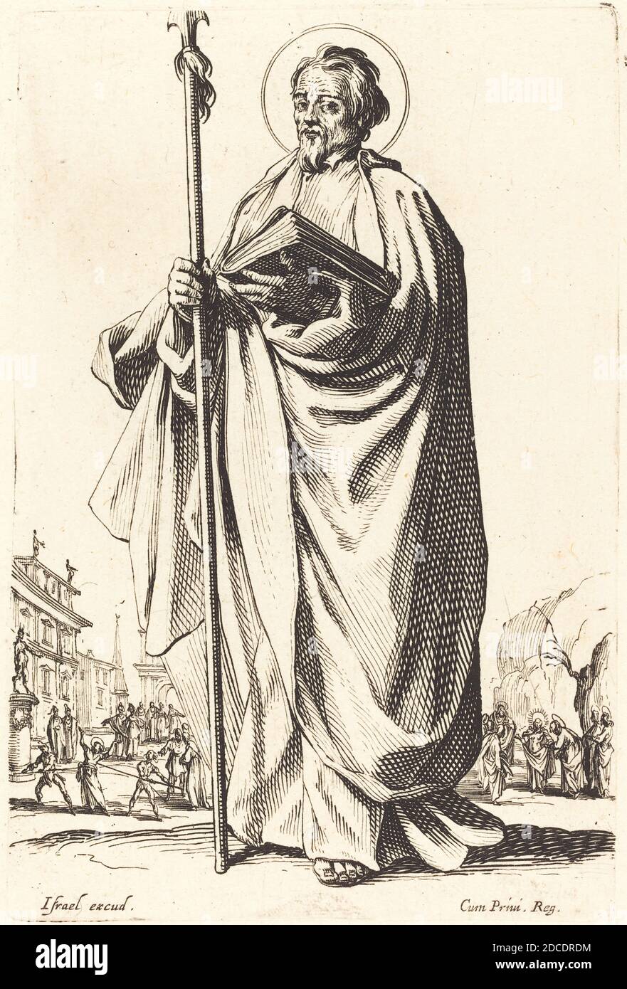 Jacques Callot, (Künstler), Französisch, 1592 - 1635, St. Thomas, die großen Apostel, (Serie), veröffentlicht 1631, Radierung Stockfoto