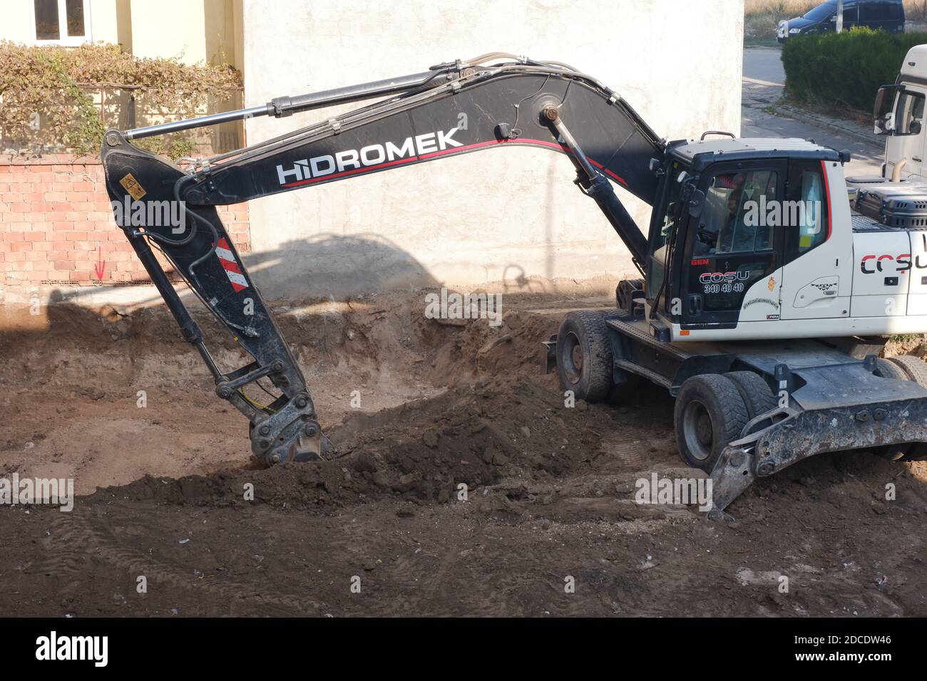 Digging House Foundation Stockfoto