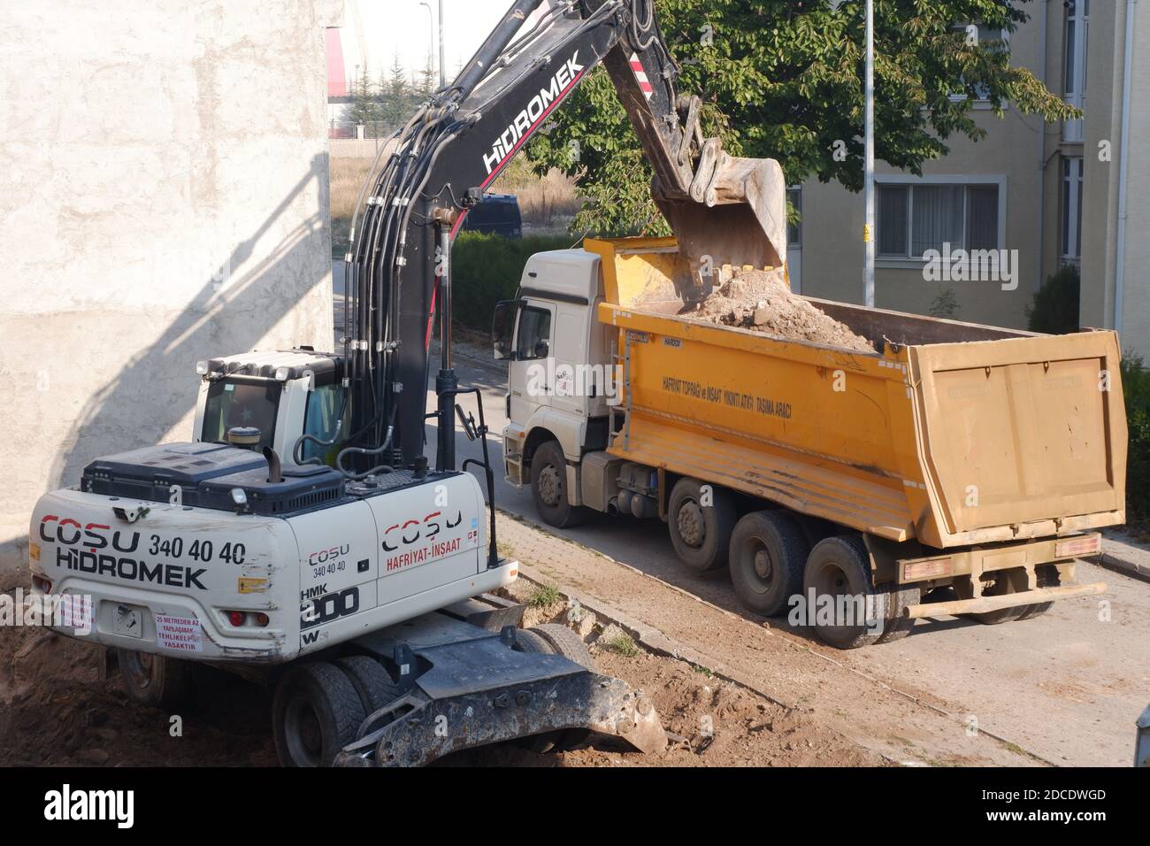 Digging House Foundation Stockfoto