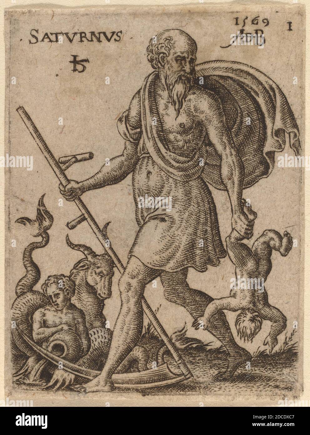 Abraham de Bruyn, (Künstler), Flämisch, 1540 - 1587, Saturn, die sieben Planeten, (Serie), 1569, Gravur Stockfoto