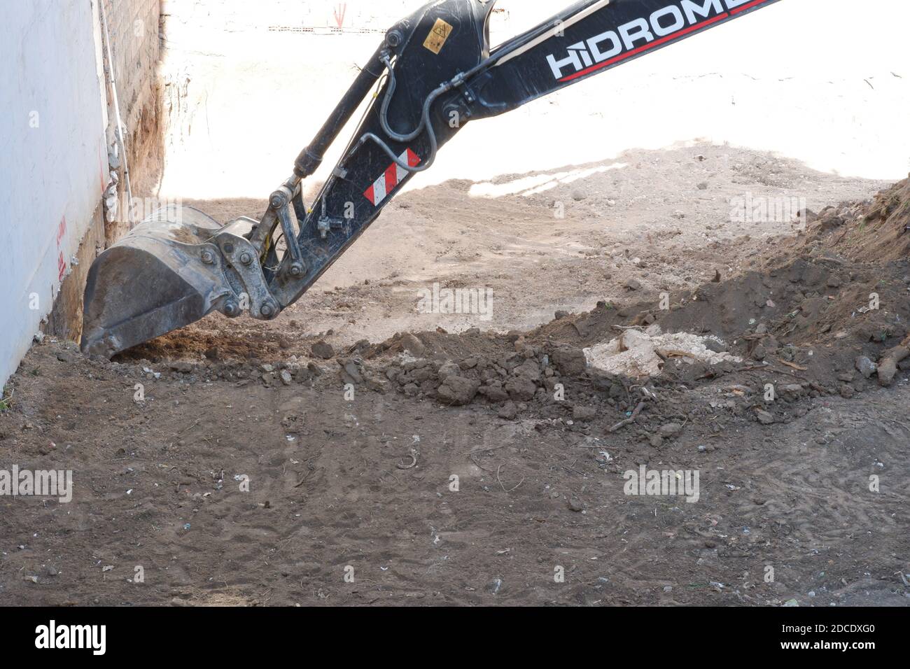 Digging House Foundation Stockfoto