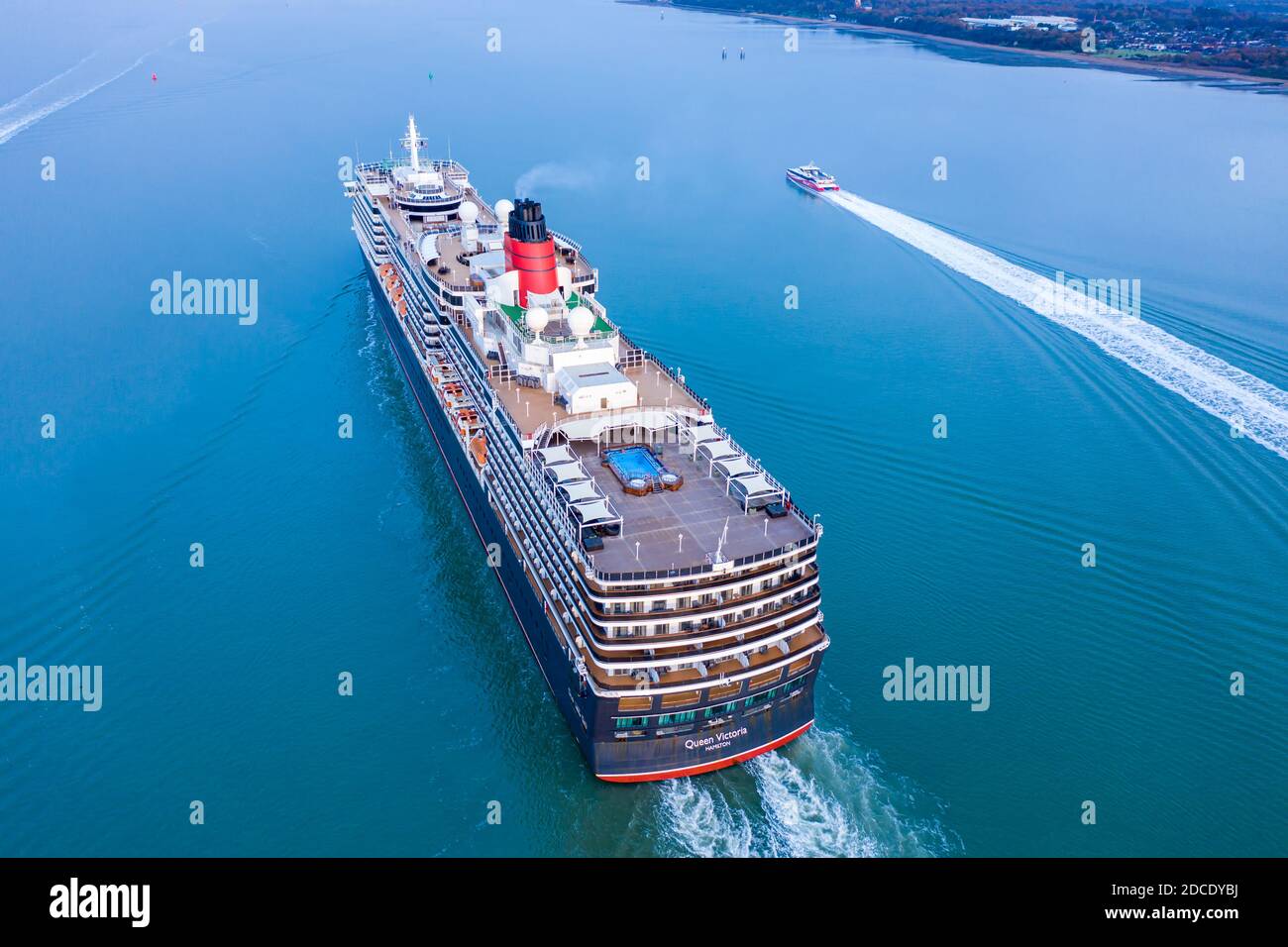 MS Queen Victoria Kreuzfahrtschiff Ankunft in Southampton leer fällig Zur Pandemie Covid-19 Stockfoto