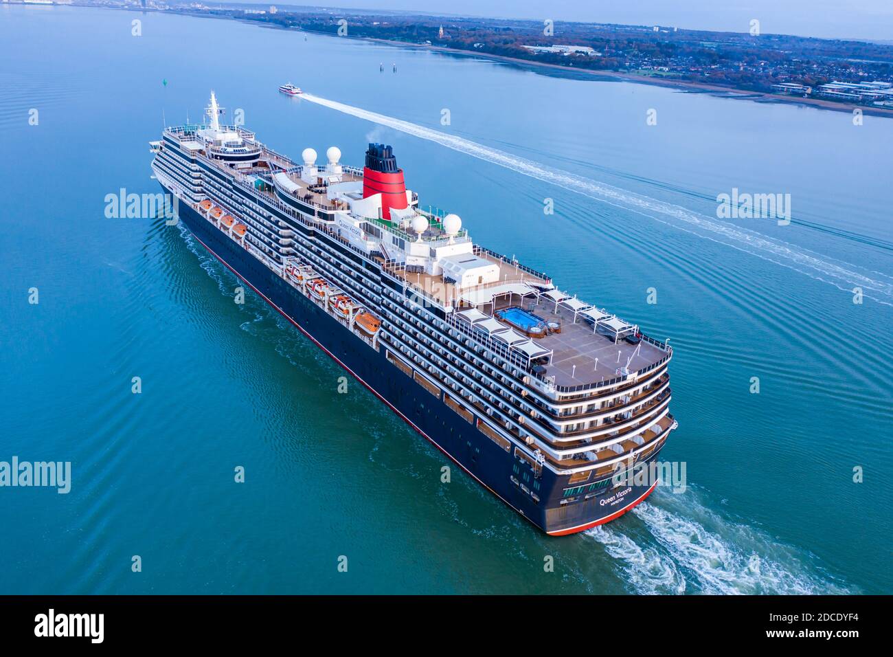 MS Queen Victoria Kreuzfahrtschiff Ankunft in Southampton leer fällig Zur Pandemie Covid-19 Stockfoto