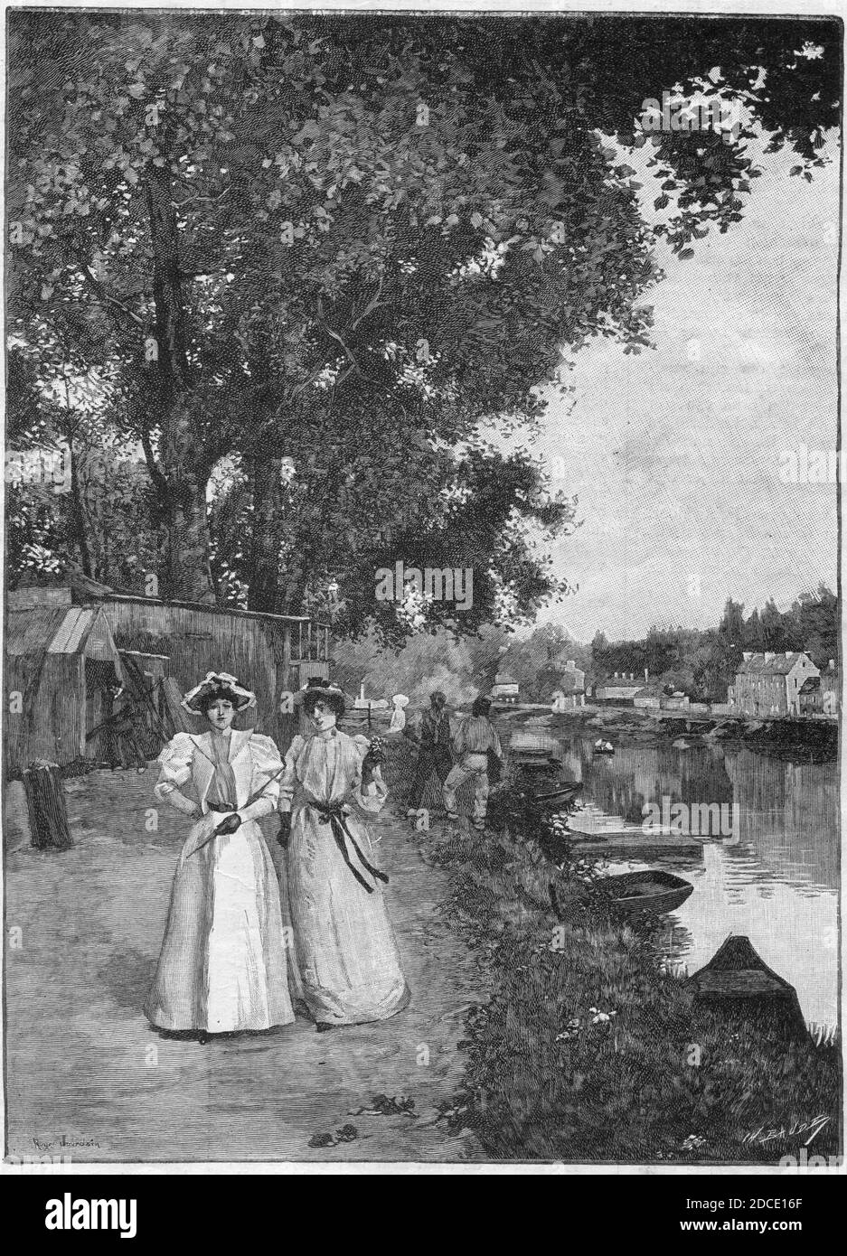 Kath. Illustratie 1894 Plein été, Gravure de Charles Baudé d'après Roger Jourdain, peintre. Stockfoto