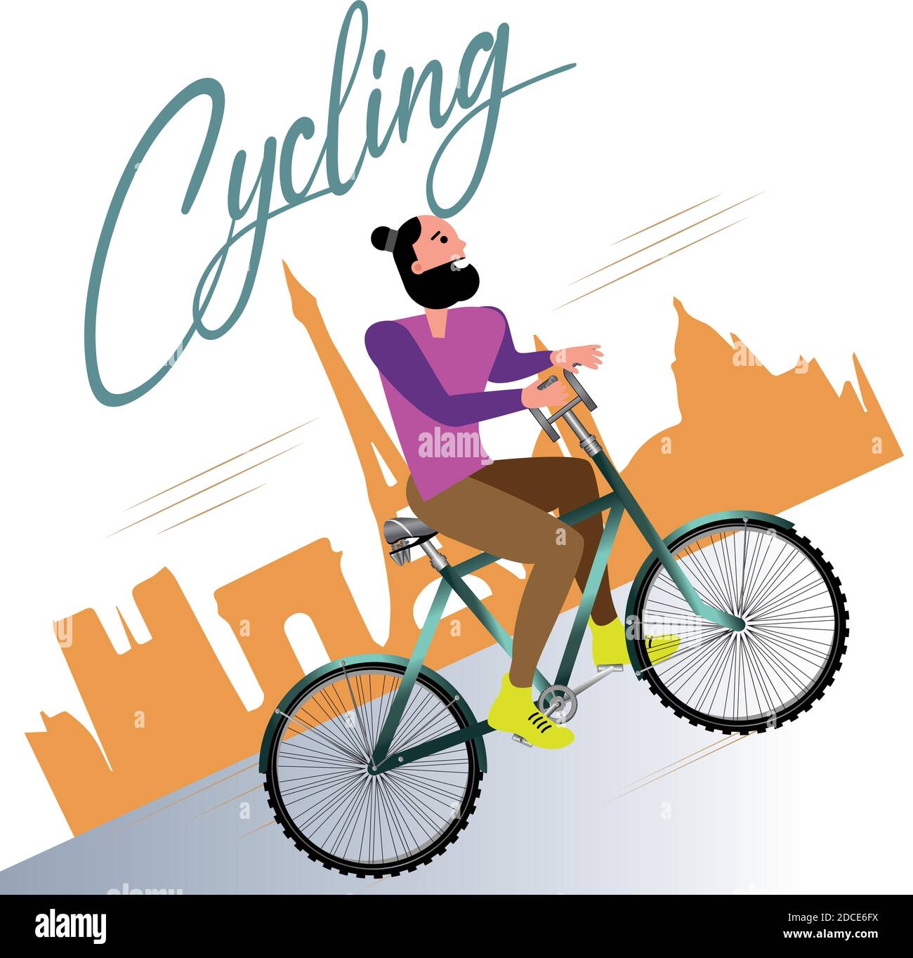 Cartoon eines Mannes Fahrrad fahren Stock Vektor