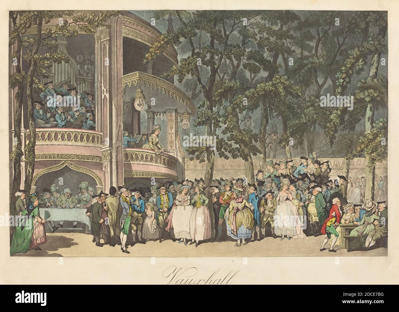 Thomas Rowlandson, (Künstler), britisch, 1756 - 1827, Vauxhall Gardens, 1785, Radierung und Aquatinta Stockfoto