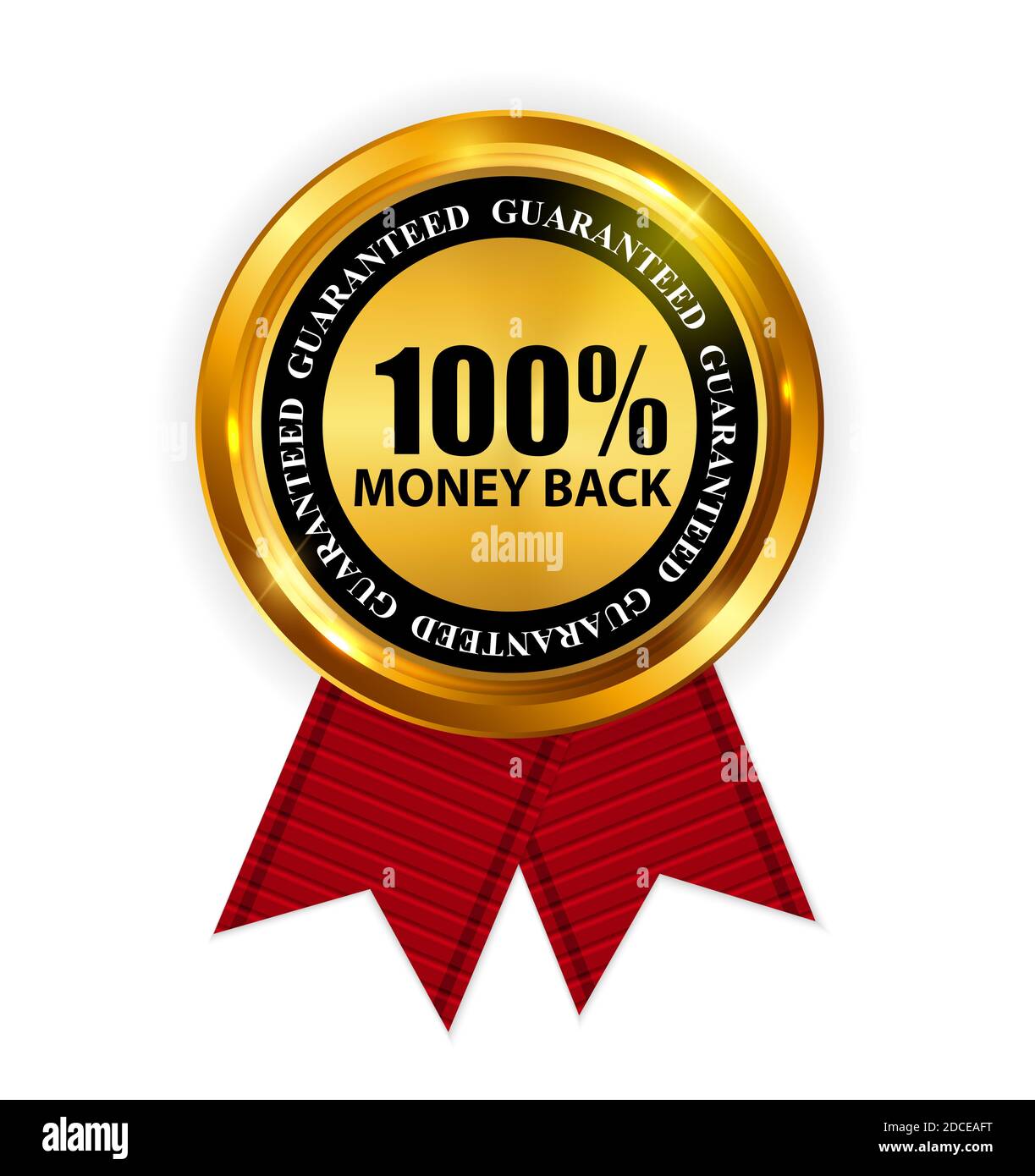 Gold Label 100% Geld-zurück-Vorlage. Abbildung Stockfoto