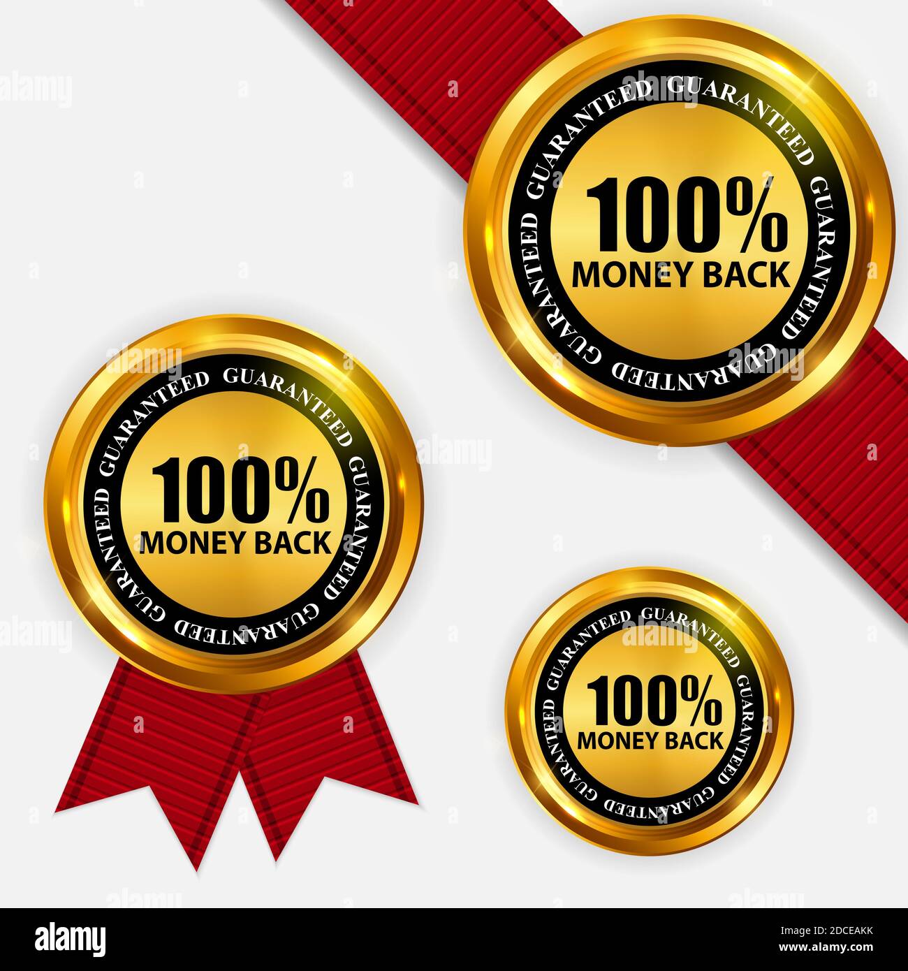 Gold Label 100% Geld-zurück-Vorlage. Abbildung Stockfoto