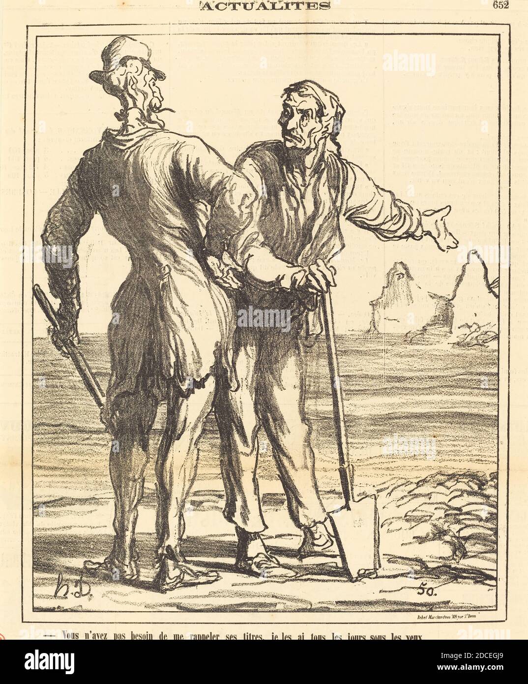 Honoré Daumier, (Künstler), französisch, 1808 - 1879, Vous n'avez pas besoin de me rappeler ses titers..., Actualités, (Serie), 1871, Gillotype auf Zeitungspapier Stockfoto