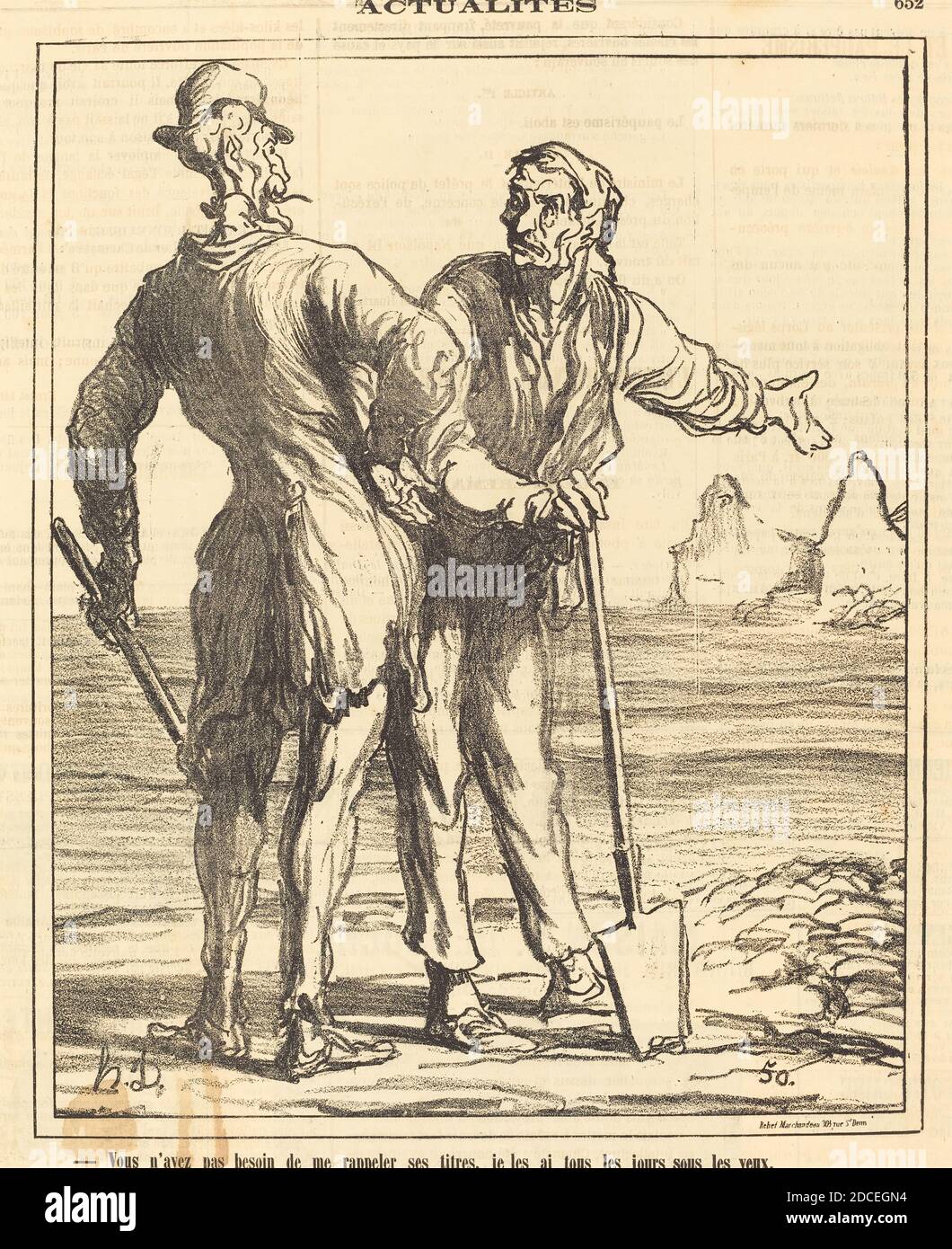 Honoré Daumier, (Künstler), französisch, 1808 - 1879, Vous n'avez pas besoin de me rappeler ses titers..., Actualités, (Serie), 1871, Gillotype auf Zeitungspapier Stockfoto