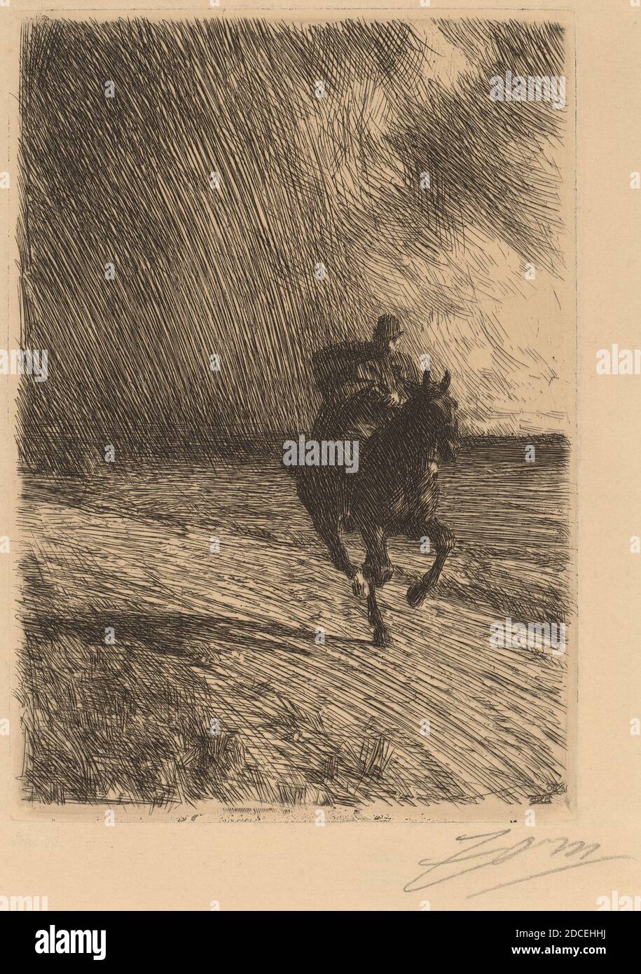 Anders Zorn, (Künstler), Schwedisch, 1860 - 1920, Storm, 1891, Radierung auf Büttenpapier Stockfoto
