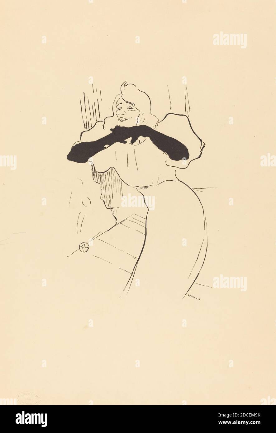 Henri de Toulouse-Lautrec, (Künstler), französisch, 1864 - 1901, Yvette Guilbert: Linger, longer, Loo, photomechanischer Prozess Stockfoto