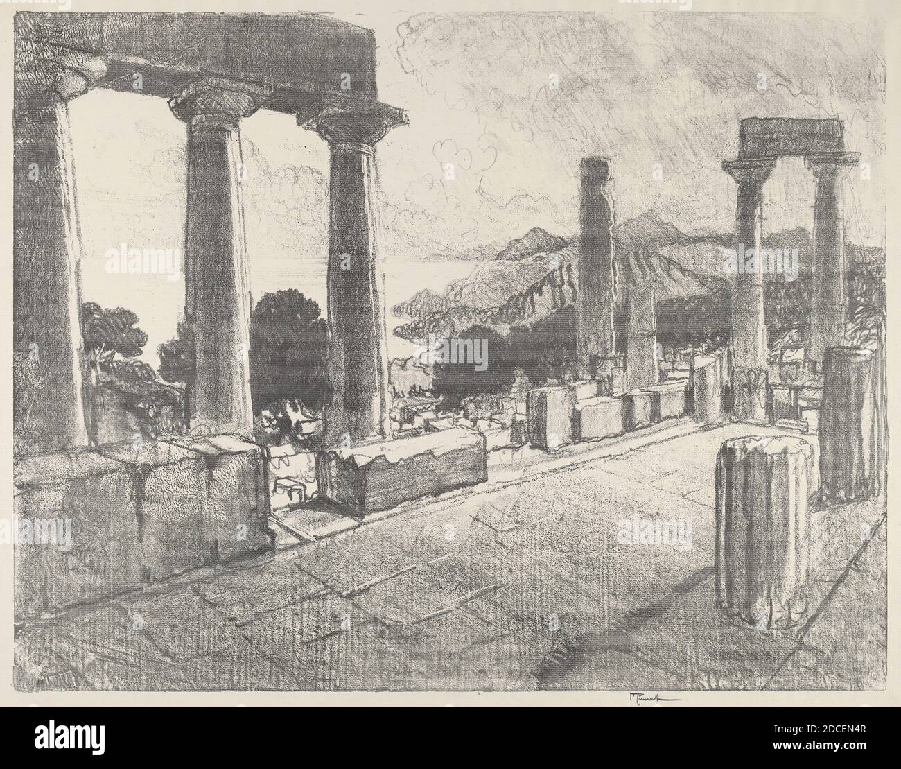 Joseph Pennell, (Künstler), Amerikaner, 1857 - 1926, Aegina, der Schwarzwald, Land der Tempel, (Serie), 1913, Lithographie Stockfoto