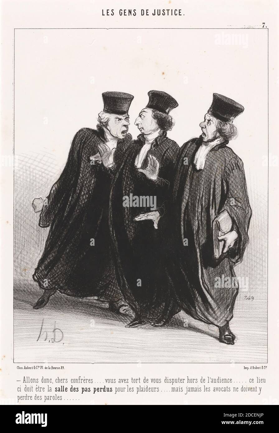 Honoré Daumier, (Künstler), Französisch, 1808 - 1879, Allons donc, chers confrères..., Les Gens de Justice: pl.7, (Serie), 1845, Lithographie Stockfoto