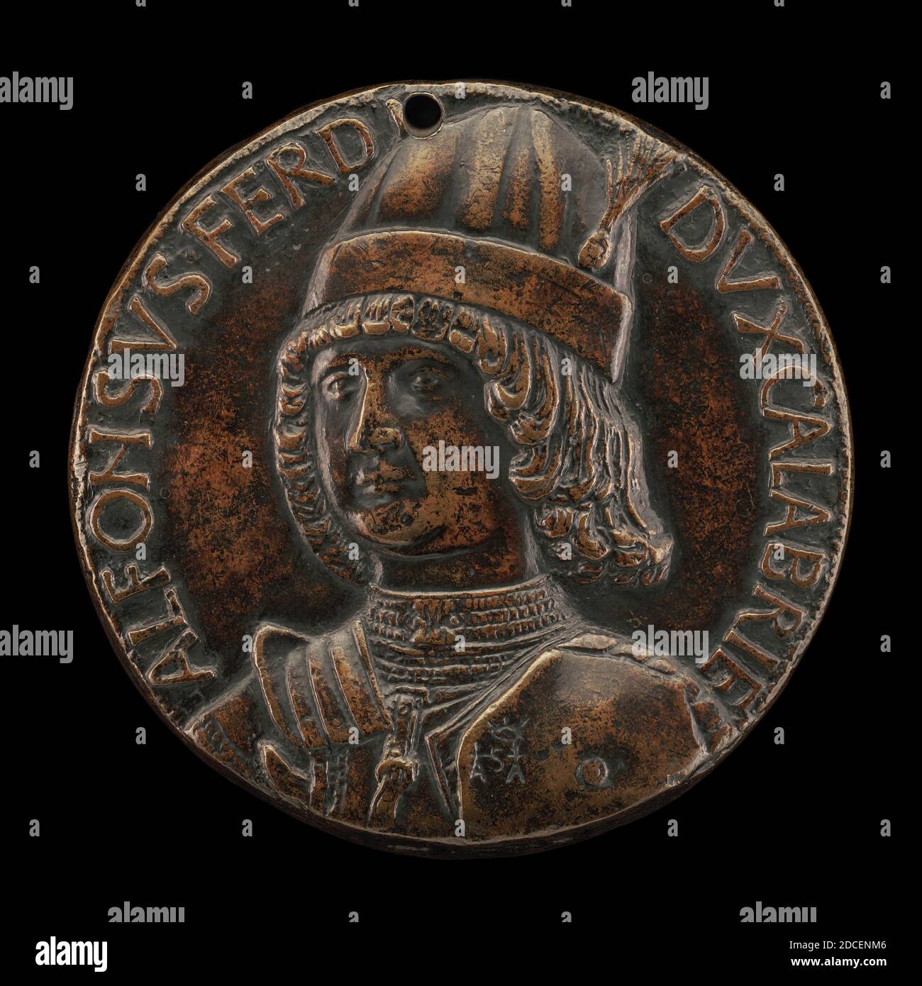 Andrea Guacialoti, (Künstler), Florentine, 1435 - 1495, Alfonso II. Von Aragon, 1448-1495, Herzog von Kalabrien 1458, danach König von Neapel 1494, 1481, Bronze, Gesamtdurchmesser: 6.13 cm 7/16, Bruttogewicht: 116.21 gr (0.256 lb.), Achse: 5:00 Stockfoto