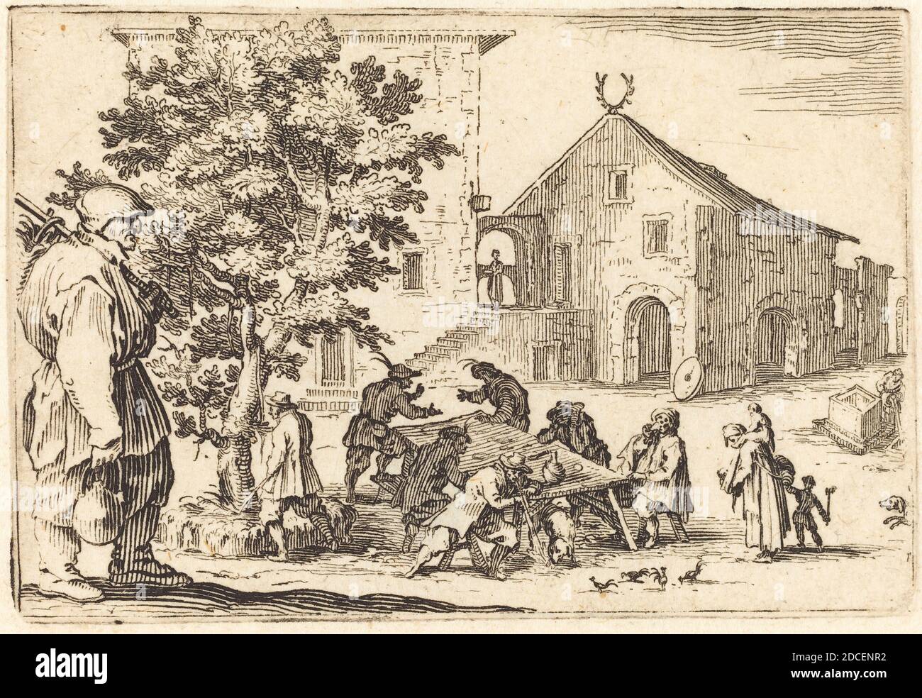 Jacques Callot, (Künstler), Französisch, 1592 - 1635, Taverne, Capricci (Nancy-Serie), (Serie), c. 1622, Ätzen Stockfoto
