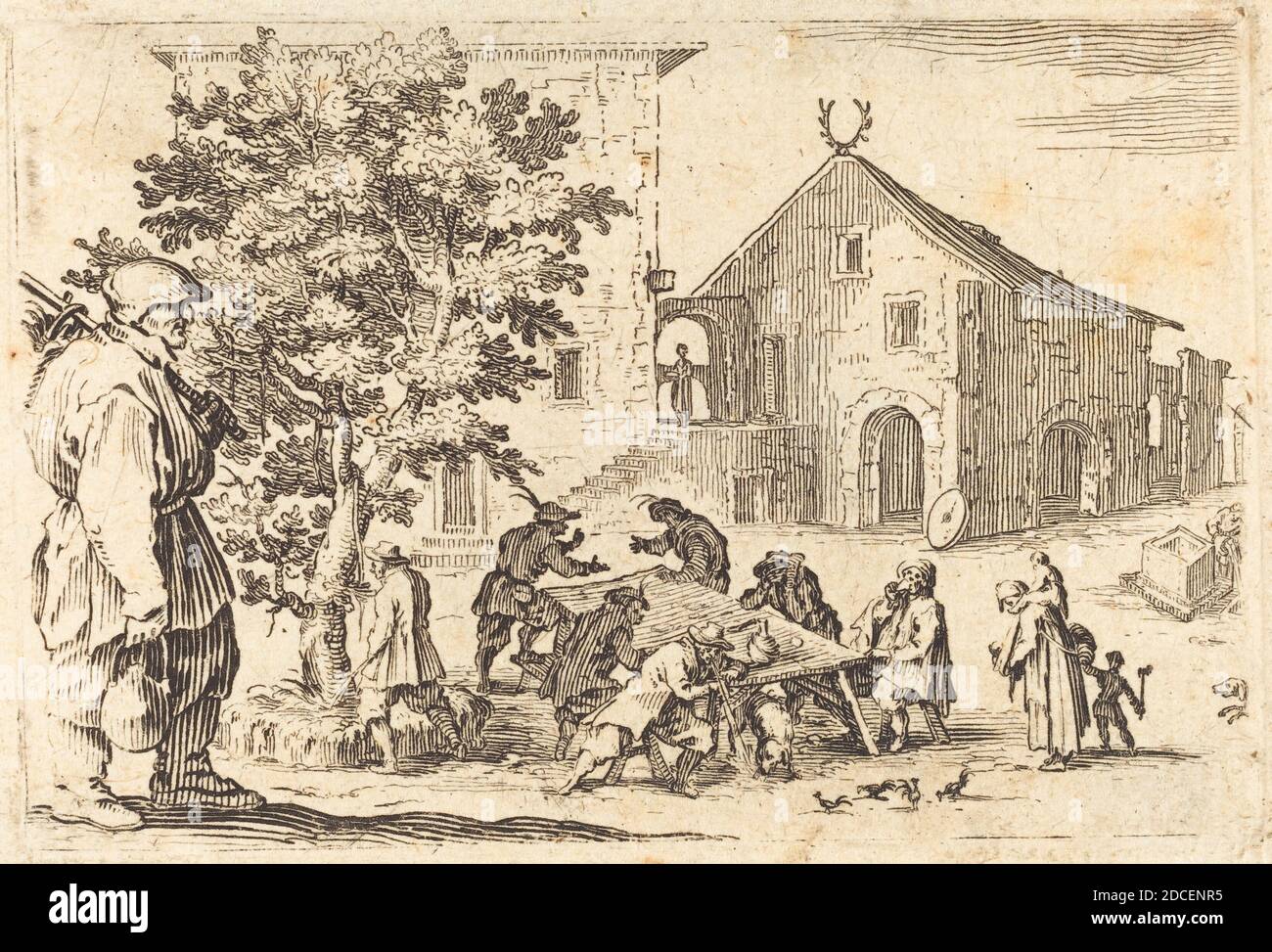 Jacques Callot, (Künstler), Französisch, 1592 - 1635, Taverne, Capricci (Nancy-Serie), (Serie), c. 1622, Ätzen Stockfoto