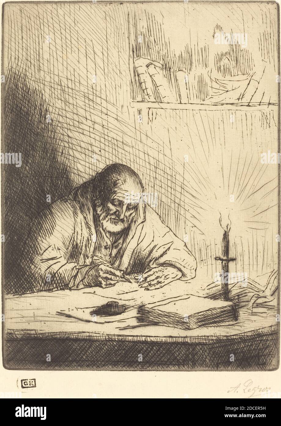 Alphonse Legros, (Künstler), französisch, 1837 - 1911, Archäologe (L'archeologue), Radierung und Trockenpunkt Stockfoto