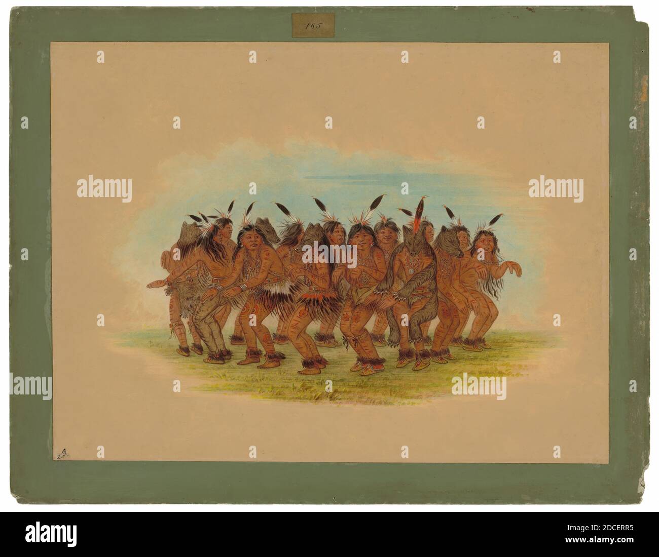 George Catlin, (Künstler), Amerikaner, 1796 - 1872, Bear Dance - K'nisteneux, 1861, Öl auf Karte auf Karton, insgesamt: 46.5 x 61.2 cm (18 5/16 x 24 1/8 Zoll Stockfoto