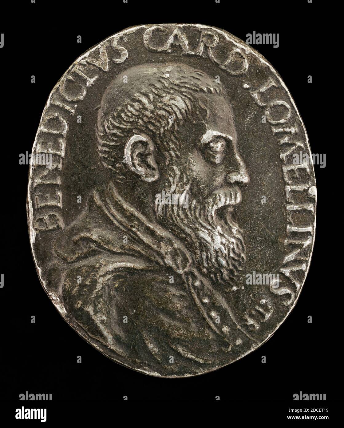 Medaillengewinner T.R., (Künstler), Italiener, aktive zweite Hälfte des 16. Jahrhunderts, Benedetto Lomellini von Genua, 1517-1579, Kardinal 1565, Blei, insgesamt (oval): 3.43 × 2.82 cm (1 3/8 × 1 1/8 in.), Bruttogewicht: 13.12 gr (0.029 lb.), Achse: 12:00 Stockfoto