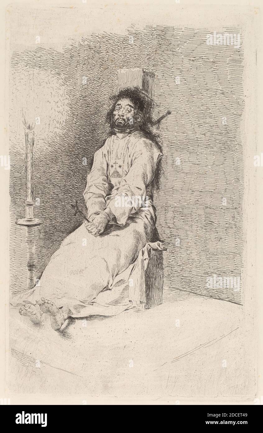Francisco de Goya, (Künstler), Spanisch, 1746 - 1828, The Garotted man, in or before 1780, Radierung und (Burin?) Auf glattem, gewebendem Papier Stockfoto