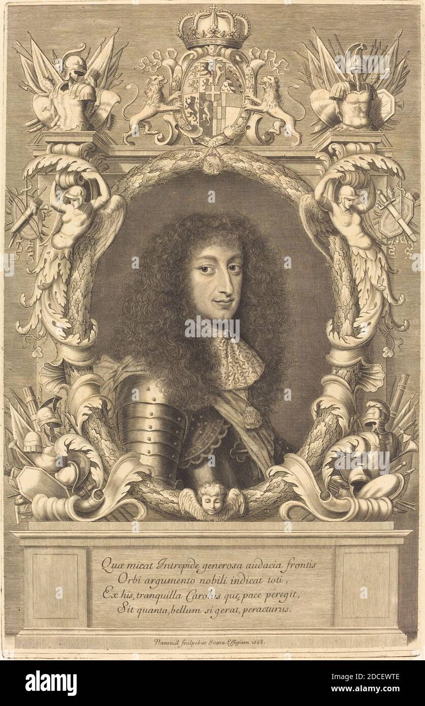 Robert Nanteuil, (Künstler), Französisch, 1623 - 1678, Justus van Verus, (Künstler nach), Flämisch, 1601 - 1674, Charles-Emmanuel, Duc de Savoie, 1668, Gravur Stockfoto