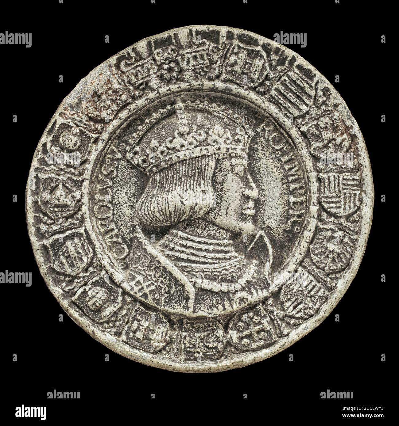 Albrecht Dürer, (Künstler), Deutsch, 1471 - 1528, Karl V., 1500-1558, König von Spanien 1516-1556, Kaiser des Heiligen Römischen Reiches 1519, 1521, Blei, Gesamtdurchmesser: 7.23 cm (2 7/8 in.), Bruttogewicht: 238.97 gr (0.527 lb.), Achse: 12:00 Stockfoto