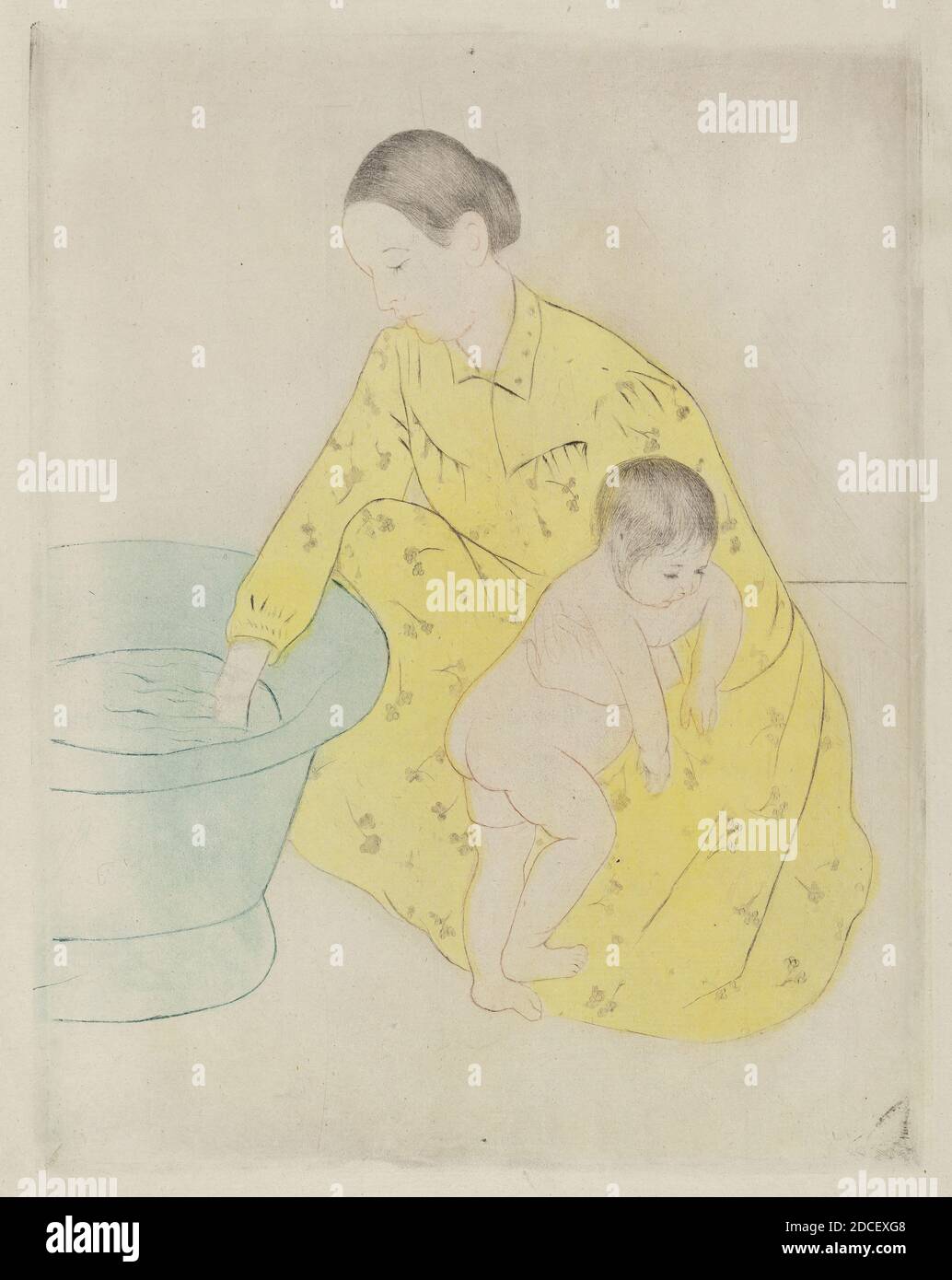 Mary Cassatt, (Künstler), Amerikaner, 1844 - 1926, The Bath, 1890-1891, Color Drypoint, Softground-Radierung und Aquatinta, Platte: 32.07 × 24.77 cm (12 5/8 × 9 3/4 in Stockfoto