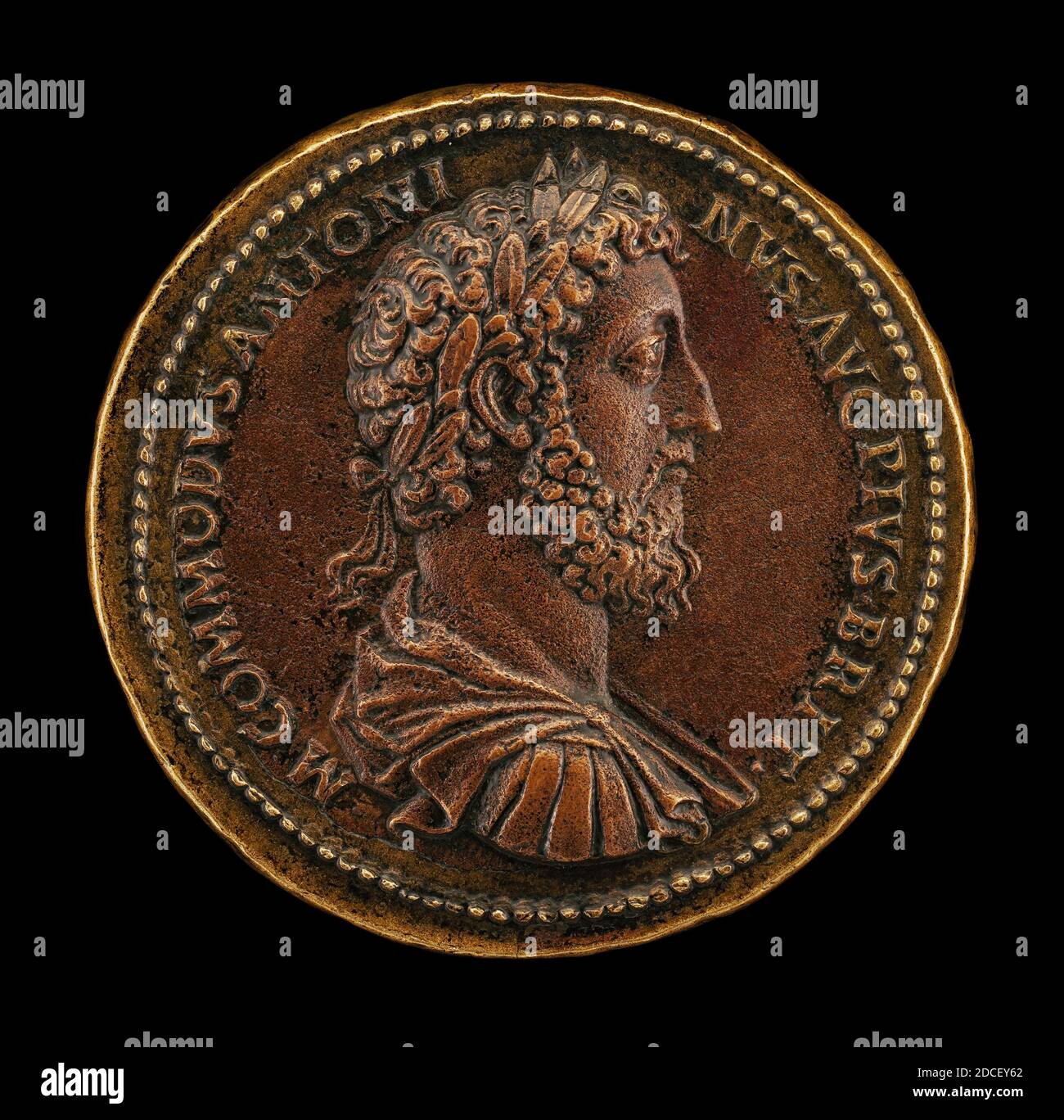 Giovanni da Cavino, (Künstler), Paduan, 1500 - 1570, Commodus, Kaiser, regierte A.D. 177-192, Bronze/geprägt, Gesamt (Durchmesser): 4.21 cm (1 11/16 in.), Bruttogewicht: 54.91 gr (0.121 lb.), Achse: 6:00 Stockfoto