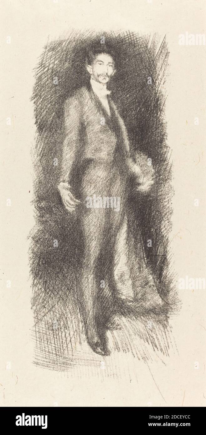 James McNeill Whistler, (Künstler), Amerikaner, 1834 - 1903, Graf Robert de Montesquiou, Nr. 2, 1894, schwarze Lithographie auf gewebtem Papier, Bild: 22.7 × 9.6 cm (8 15/16 × 3 3/4 Zoll), Blatt: 36 × 33.3 cm (14 3/16 × 13 1/8 Zoll Stockfoto