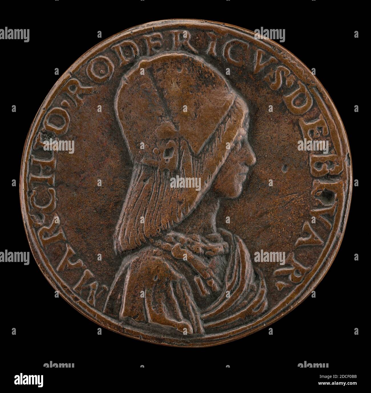 Roman 15. Jahrhundert, (Künstler), Don Rodrigo de Bivar Y Mendoza, gestorben 1523, 1497, Bronze, Gesamtdurchmesser: 3.63 cm 7/16, Bruttogewicht: 12.49 g (0.028 lb.), Achse: 6:00 Stockfoto