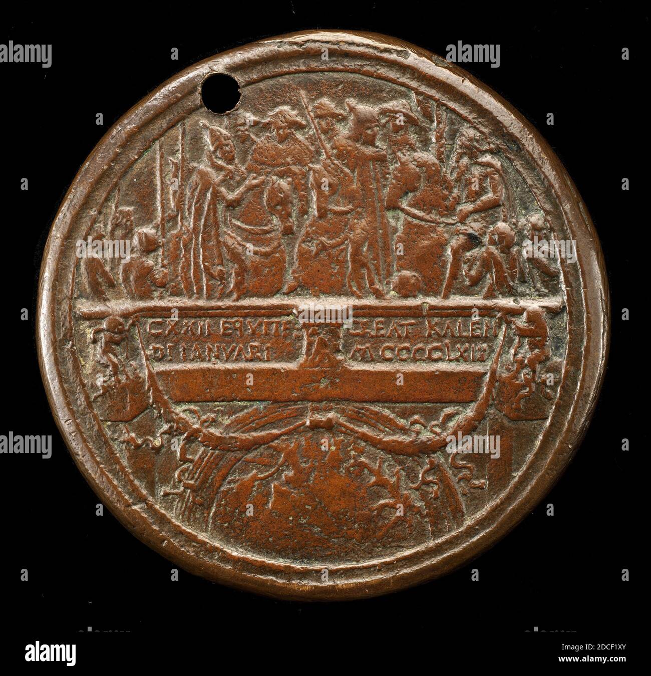 Bertoldo di Giovanni, (Künstler), Florentine, c. 1430/1440 - 1491, Kaiser, Papst und Kardinäle auf Ponte Sant' Angelo, 1468/1469, Bronze, Gesamtdurchmesser: 5.63 cm (2 3/16 Zoll), Bruttogewicht: 63.49 g (0.14 lb.), Achse: 1:00 Stockfoto