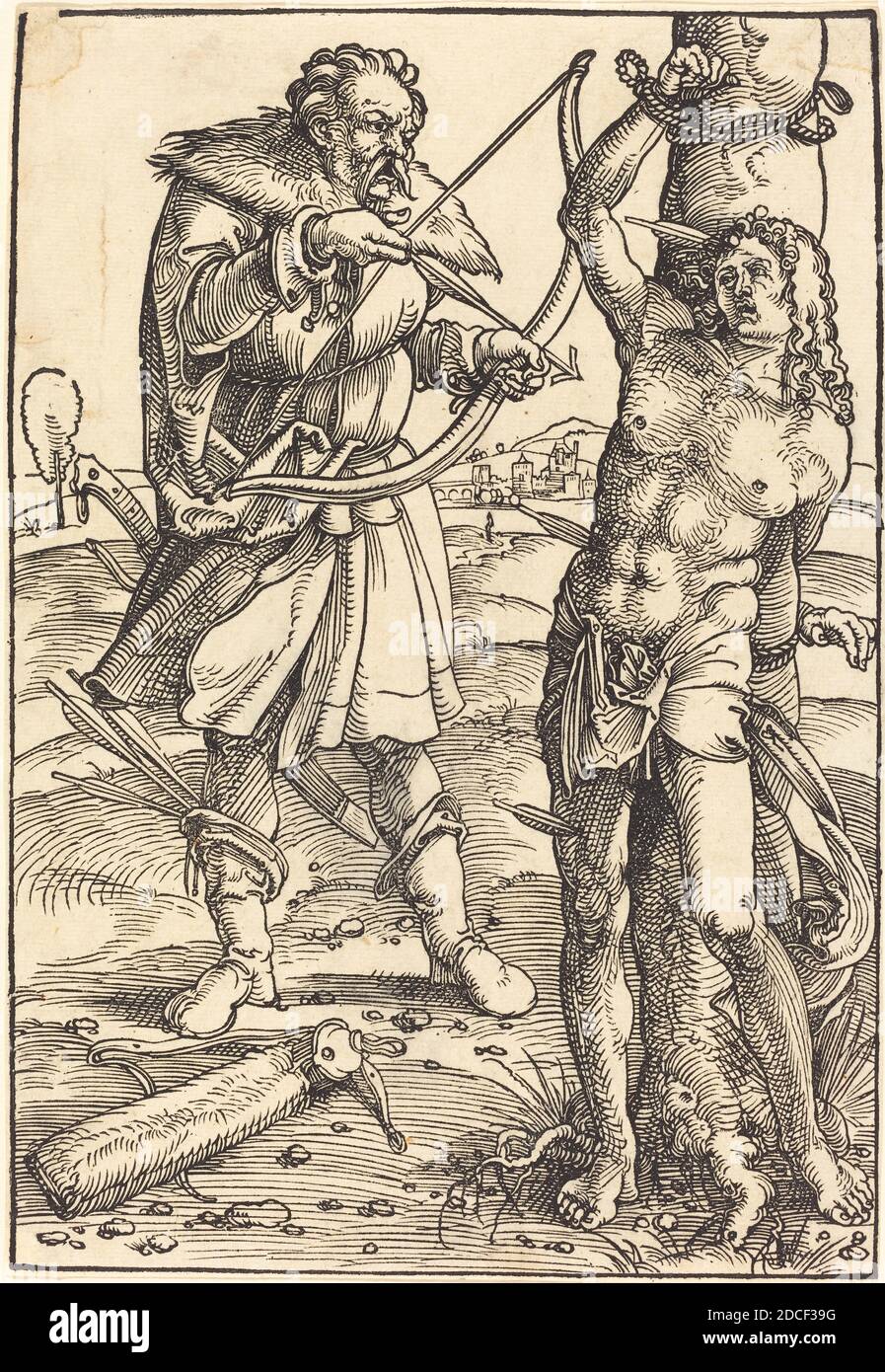 Hans Baldung Grien, (Künstler), deutsch, 1484/1485 - 1545, das Martyrium des heiligen Sebastian, Holzschnitt Stockfoto