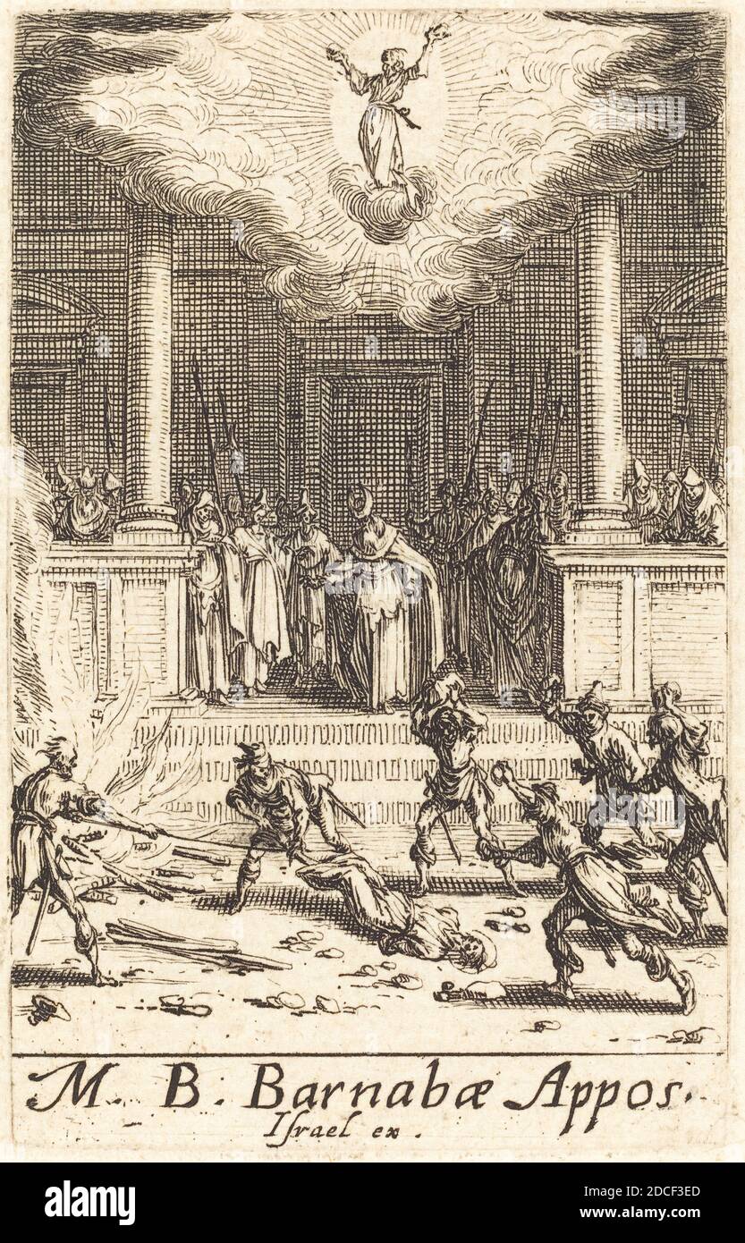 Jacques Callot, (Künstler), Französisch, 1592 - 1635, die Martyrdome von Saint Barnabas, die Martyrdome der Apostel, (Serie), c. 1634/1635, Radierung Stockfoto