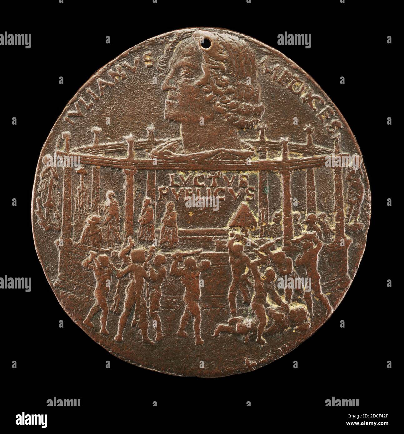 Bertoldo di Giovanni, (Künstler), Florentine, c. 1430/1440 - 1491, der Mord an Giuliano I de' Medici (Pazzi Consiracy Medal), 1478, Bronze, Gesamtdurchmesser: 6.6 cm (2 5/8 in.), Bruttogewicht: 77.48 gr (0.171 lb.), Achse: 12:00 Stockfoto