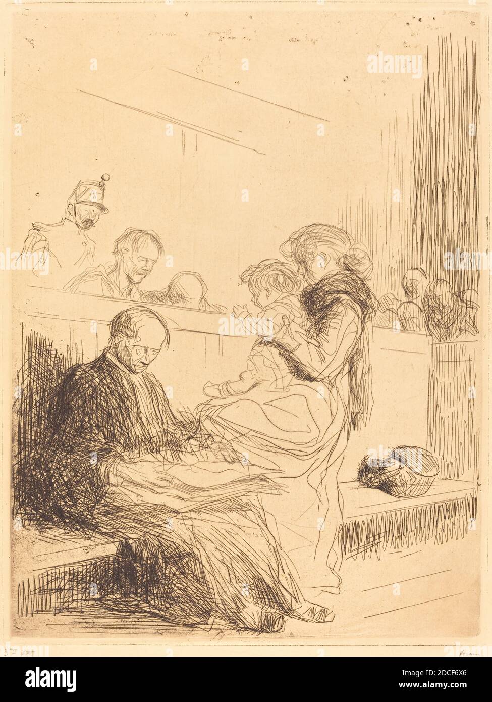 Jean-Louis Forain, (Künstler), französisch, 1852 - 1931, der Gefangene und das Kind, 1909, Radierung Stockfoto