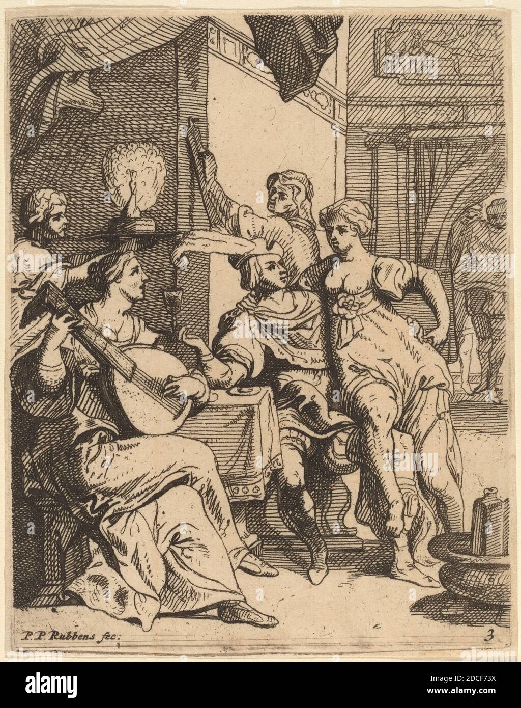 Theodoor van Thulden, (Künstler), Flämisch, 1606 - 1669, Sir Peter Paul Rubens, (Künstler nach), Flämisch, 1577 - 1640, The Prodigal Wasting his Substance in the Tavern, The Prodigal Son, (Serie), Radierung Stockfoto