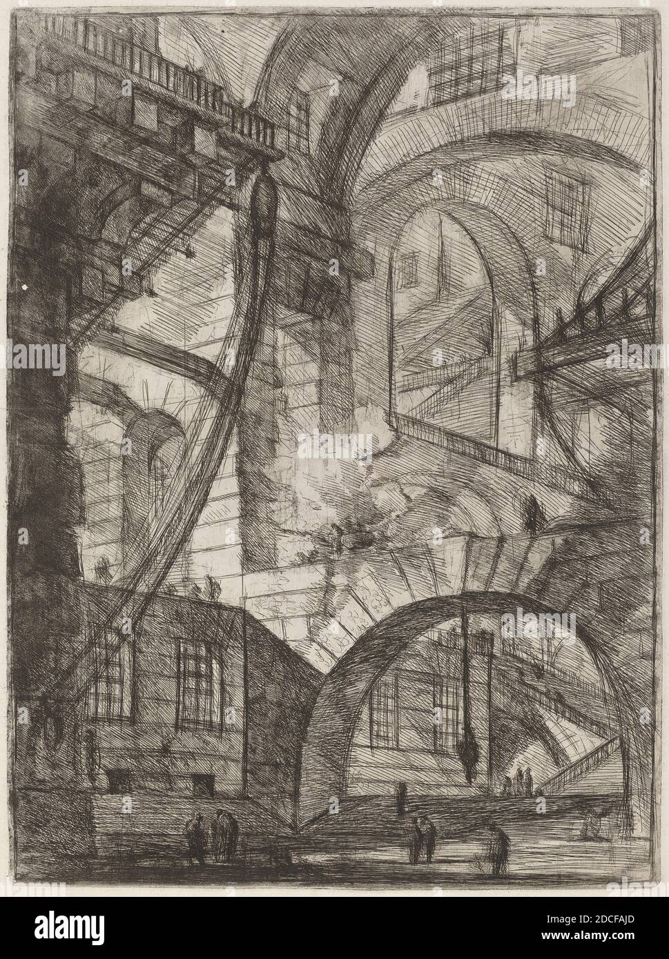 Giovanni Battista Piranesi, (Künstler), Venetian, 1720 - 1778, The Smoking Fire, Carceri (1. Auflage, 2. Auflage), (Serie), erschienen 1750/1758, Radierung, Gravur, Schwefelfärbung oder offener Biss, brünieren Stockfoto