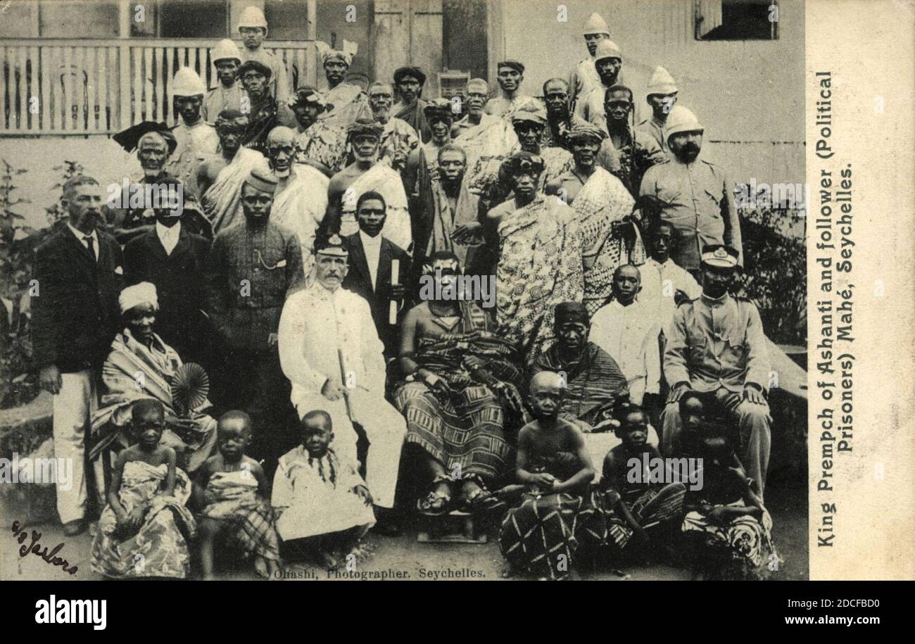 König Prempeh von Ashanti und Anhänger (politische Gefangene) Mahé, Seychellen. Stockfoto