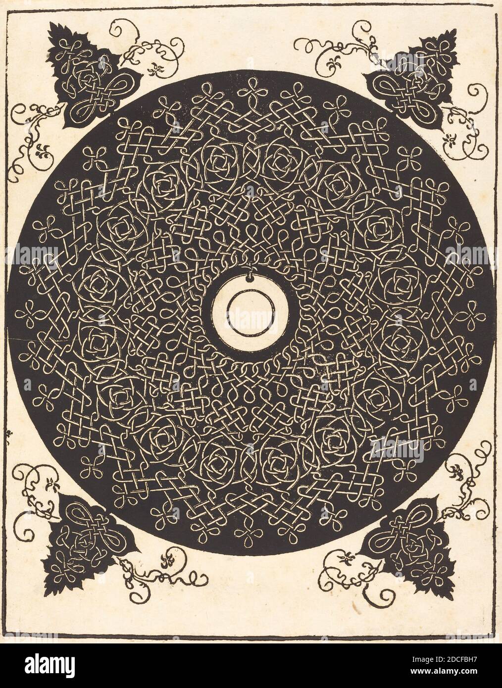 Albrecht Dürer, (Künstler), deutsch, 1471 - 1528, der dritte Knoten (mit schwarzem Kreis auf weißem Medaillon), sechs Knoten, (Serie), wohl 1506/1507, Holzschnitt Stockfoto
