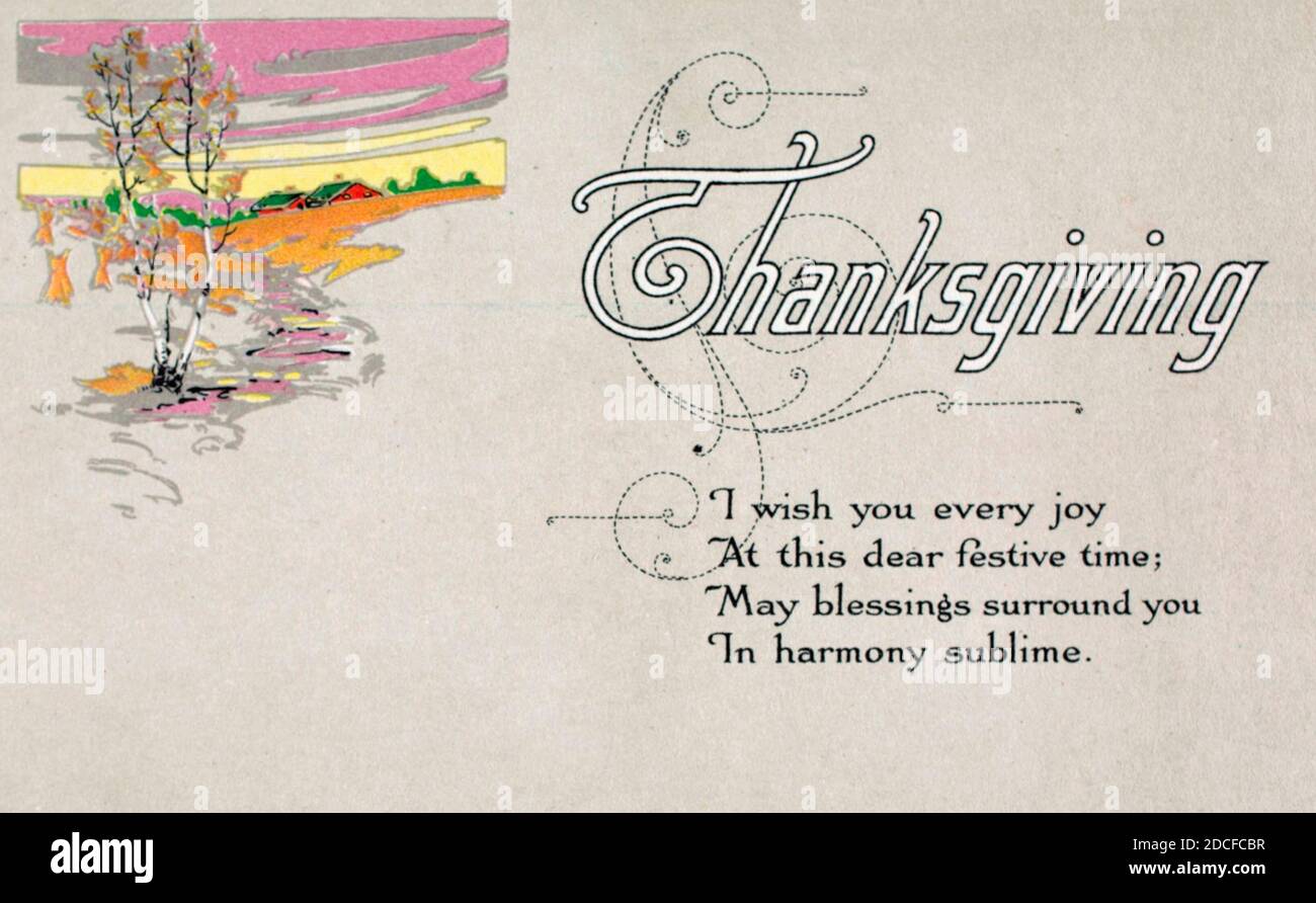 Thanksgiving - Ich wünsche euch viel Freude, in dieser lieben festlichen Zeit mögen euch die Segnungen umgeben, in erhabener Harmonie Stockfoto