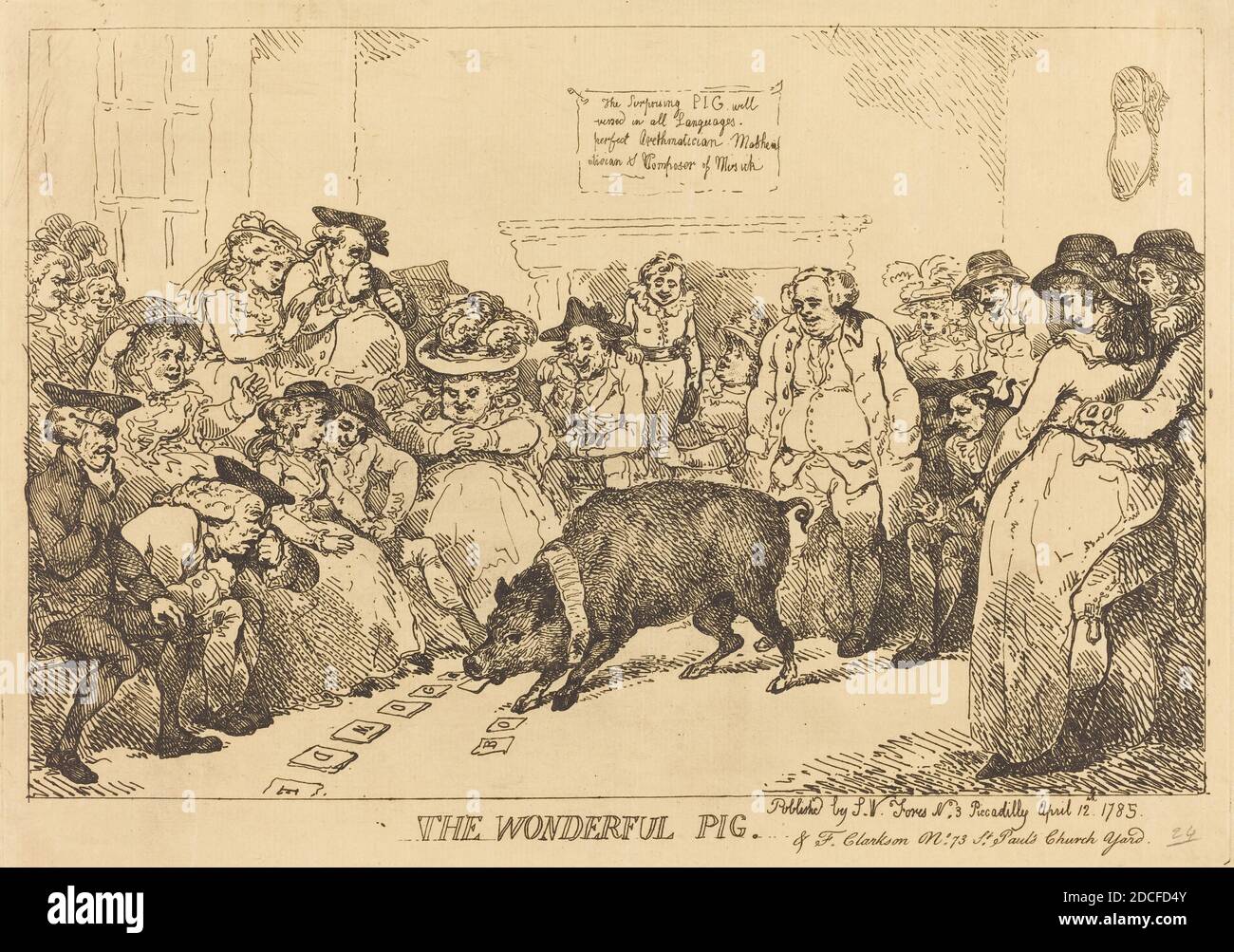 Thomas Rowlandson, (Künstler), britisch, 1756 - 1827, das wunderbare Schwein, 1785, Radierung Stockfoto