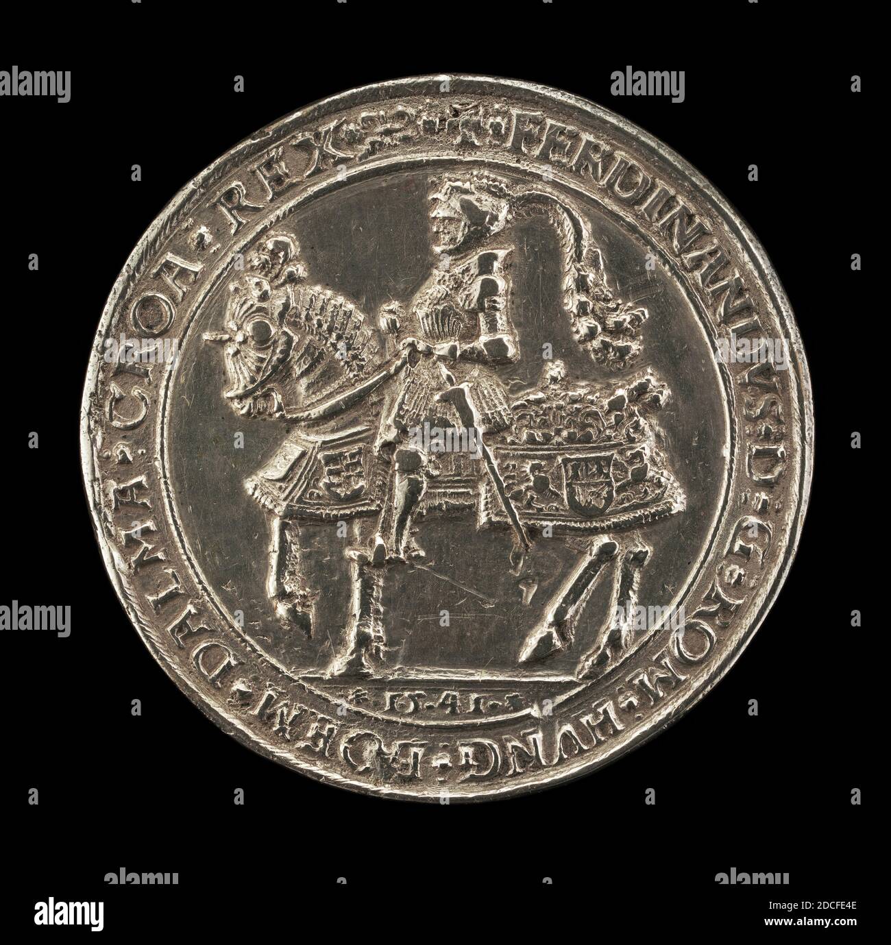 Deutsch 16. Jahrhundert, (Künstler), Österreichisches 16. Jahrhundert, (Künstler), Ferdinand I., 1503-1564, Erzherzog von Österreich 1519, Heiliger Römischer Kaiser 1556, 1541, Silber/Guss nach einem geprägtem Original, Gesamt (Durchmesser): 5.27 cm 1/16, Bruttogewicht: 44.94 gr (0.099 lb.), Achse: 12:00 Stockfoto