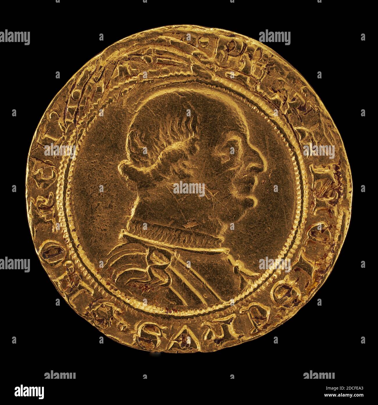 Mailänder 16. Jahrhundert, (Künstler), Francesco I Sforza, 1401-1466, 4. Herzog von Mailand 1450, 16. Jahrhundert, Dukat/Prägegold, Gesamtdurchmesser: 2.26 cm 7/8, Bruttogewicht: 3.49 g (0.008 lb.), Achse: 5:00 Stockfoto